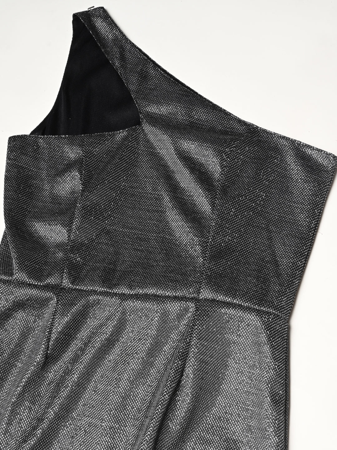 Embellished Silver Fitted A - Line Party Dress
