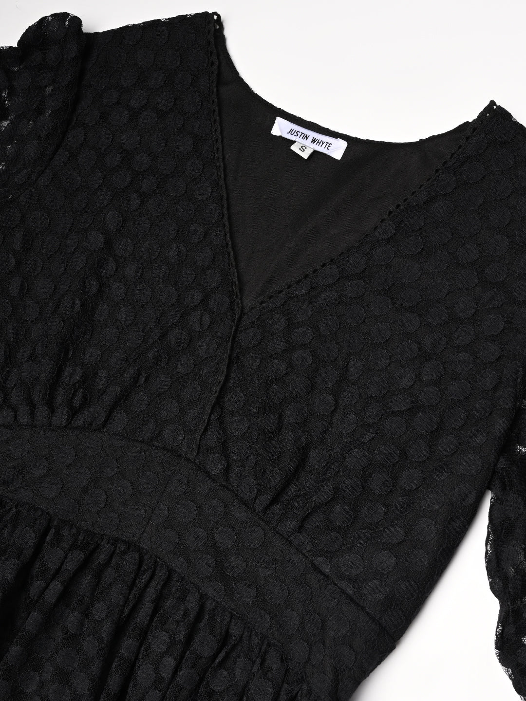 Stylish Black Textured Flared Dress