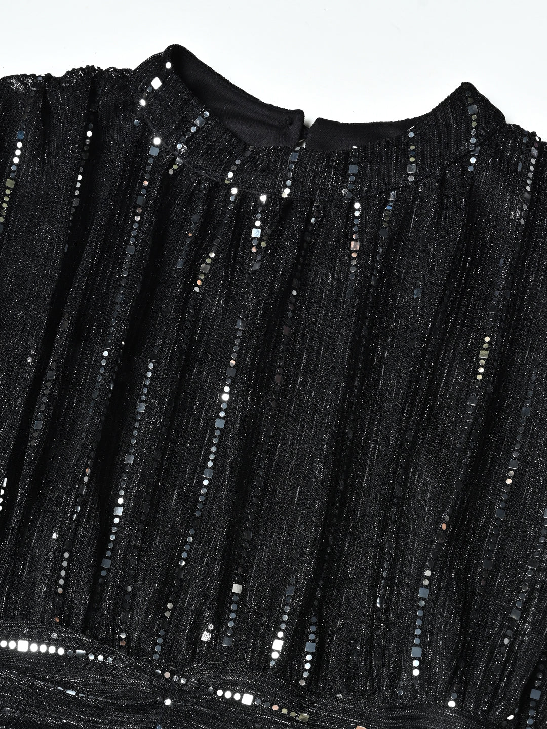 Classy Black Pleated Flared Dress