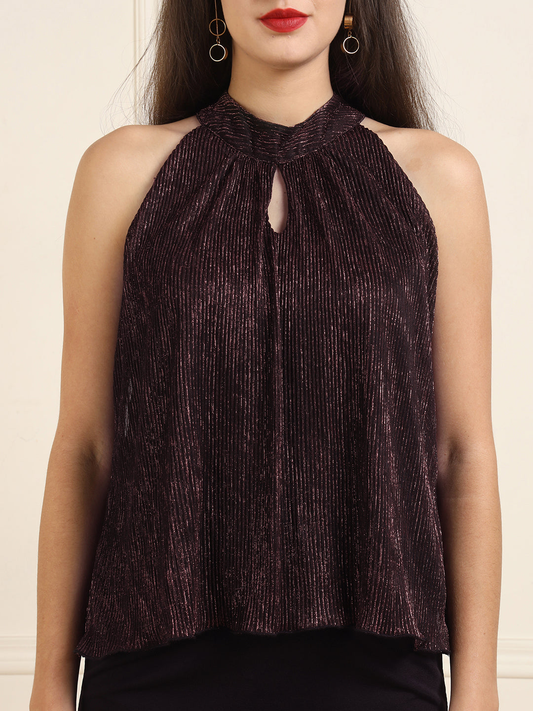 Sleeveless Fancy Wine Top
