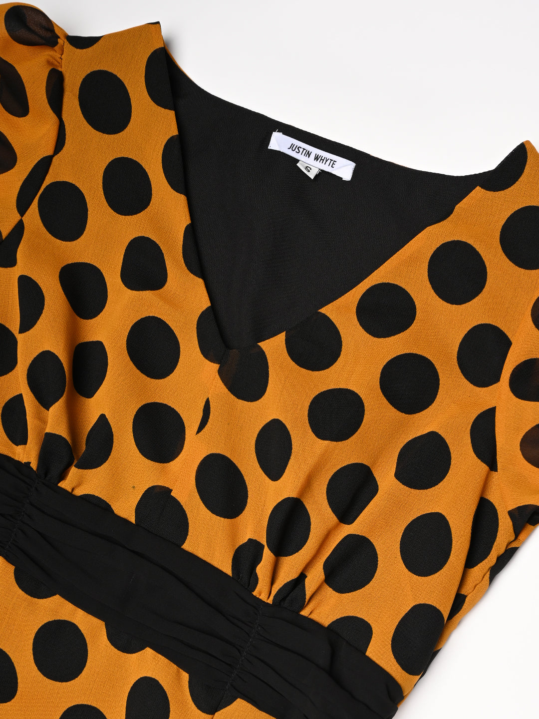 Stylish Yellow & Black Patterned Flared Dress