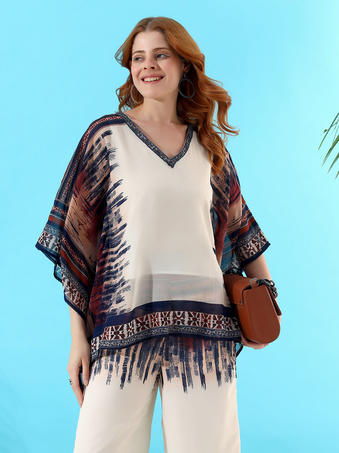 V-neck Printed Coord set
