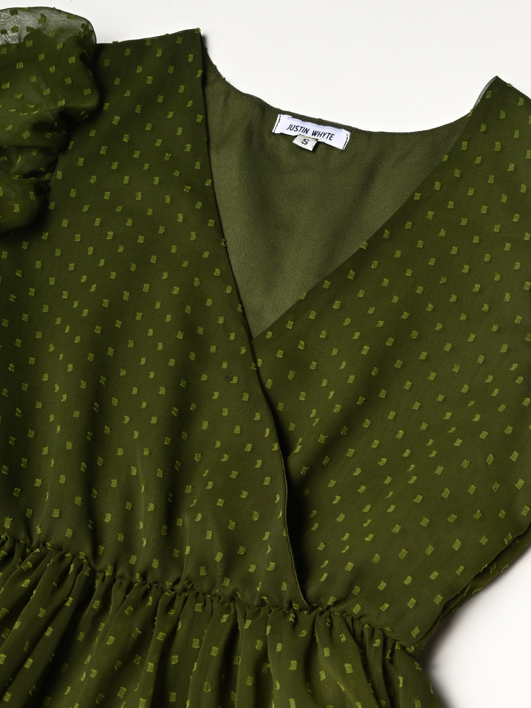 Classy Green Ruffled Pleated Dress