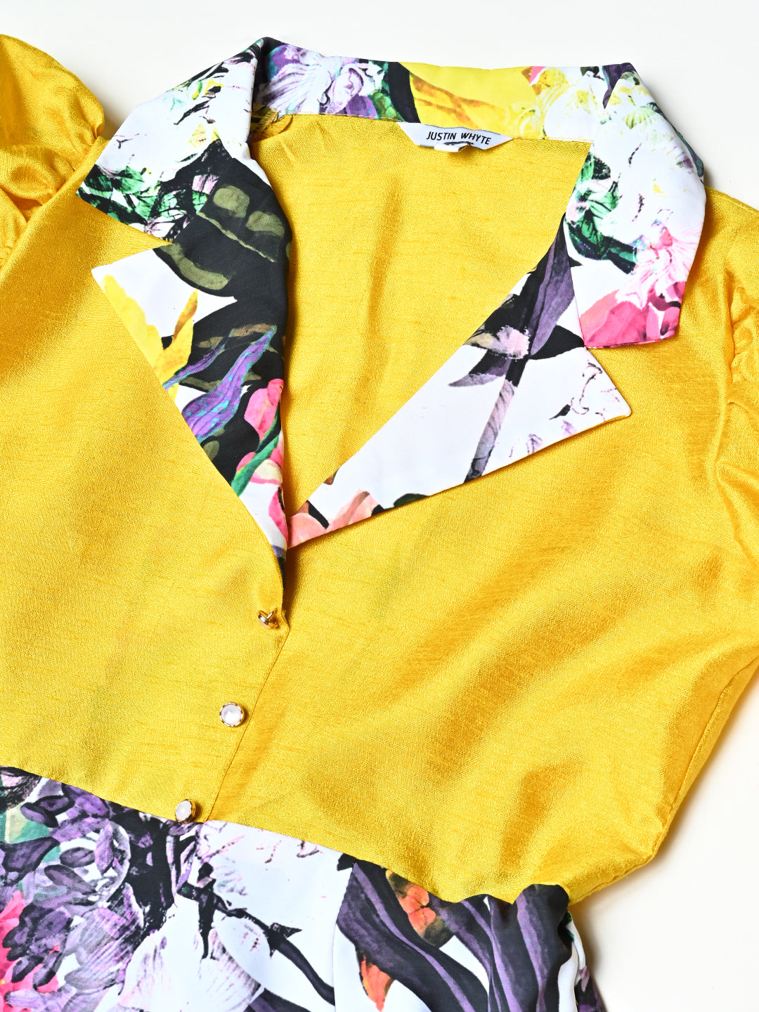 Fancy Yellow Floral Printed Flared Dress
