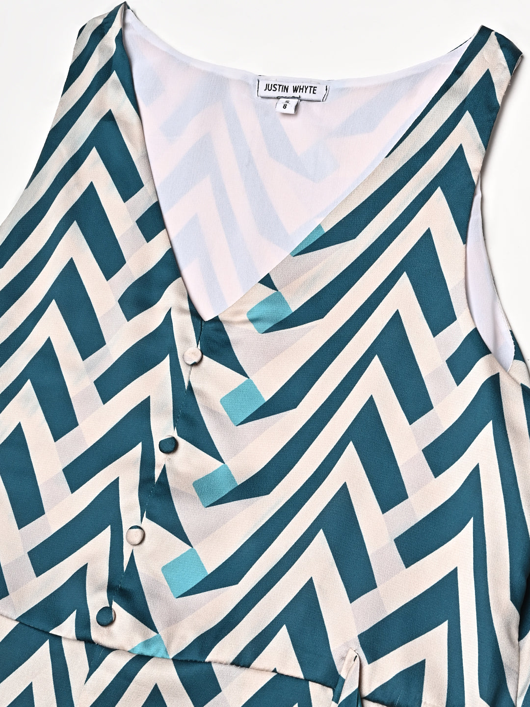 Fancy Blue & White Printed Ruffled Midi Dress