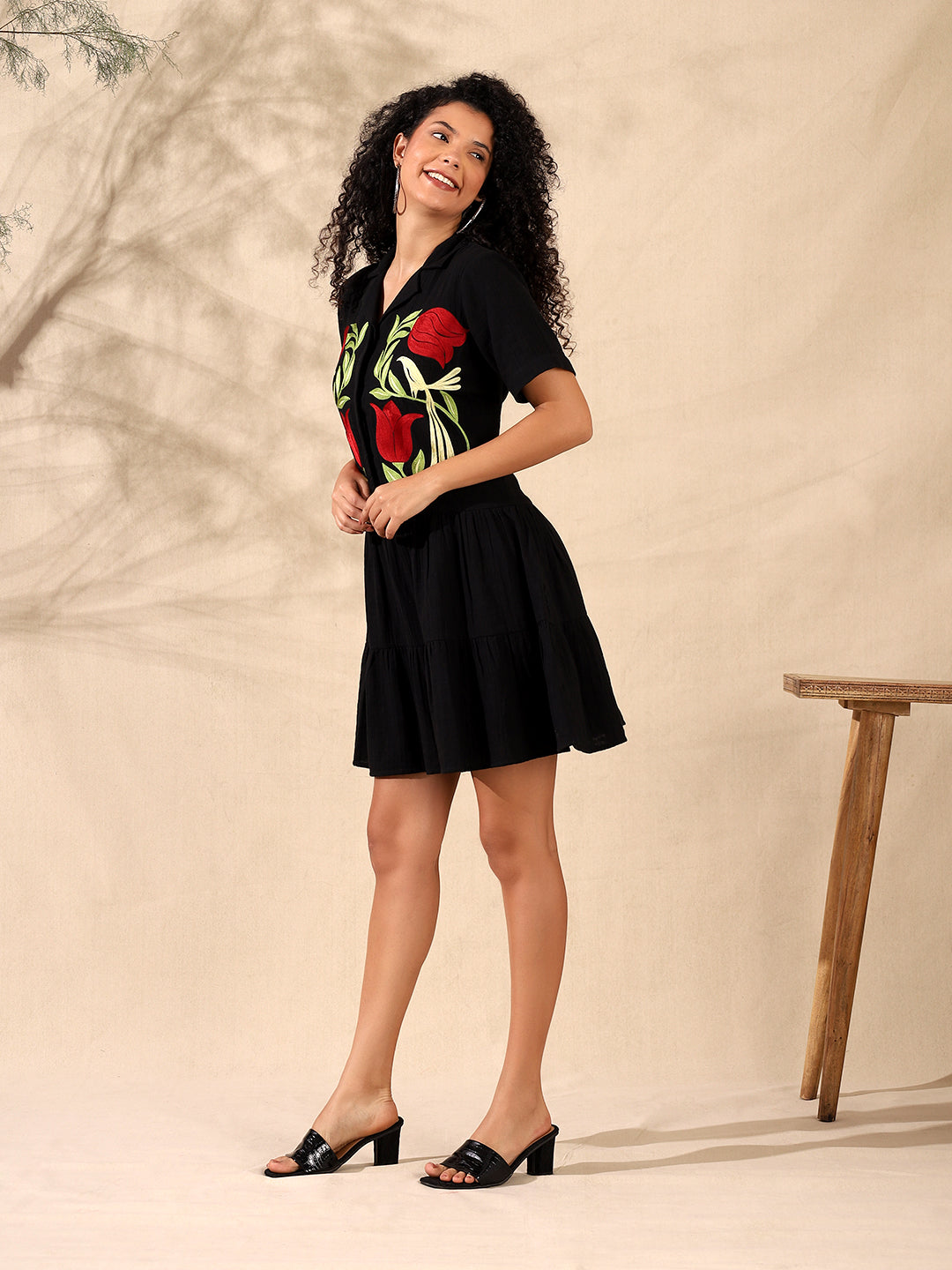 Embroidered Tiered Dress