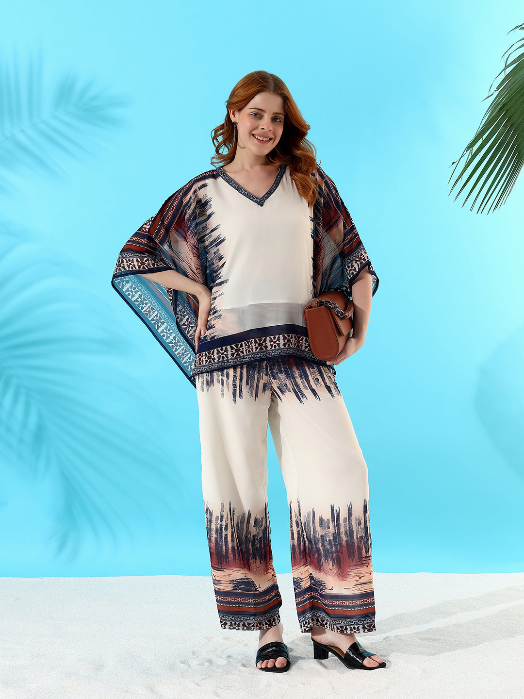 V-neck Printed Coord set