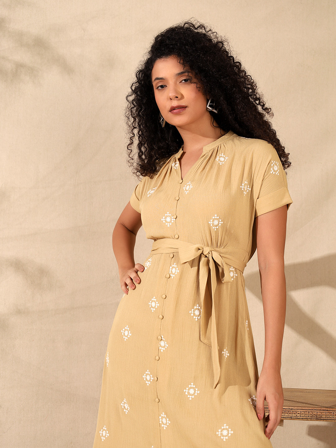 Embroidered Sheath Dress