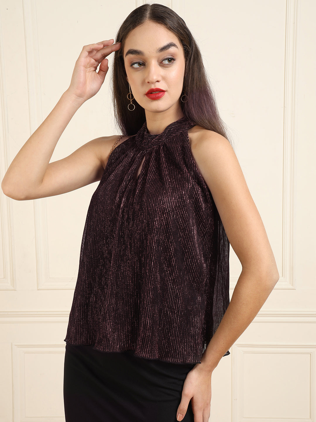 Sleeveless Fancy Wine Top