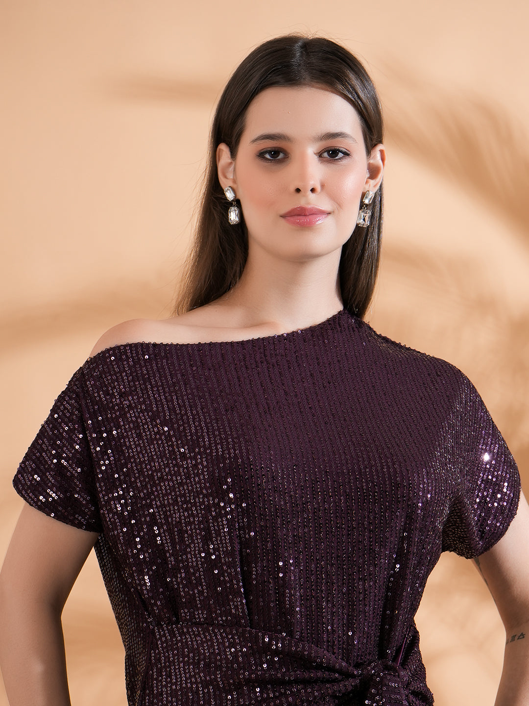 Off-Shoulder Sequin Mini Dress