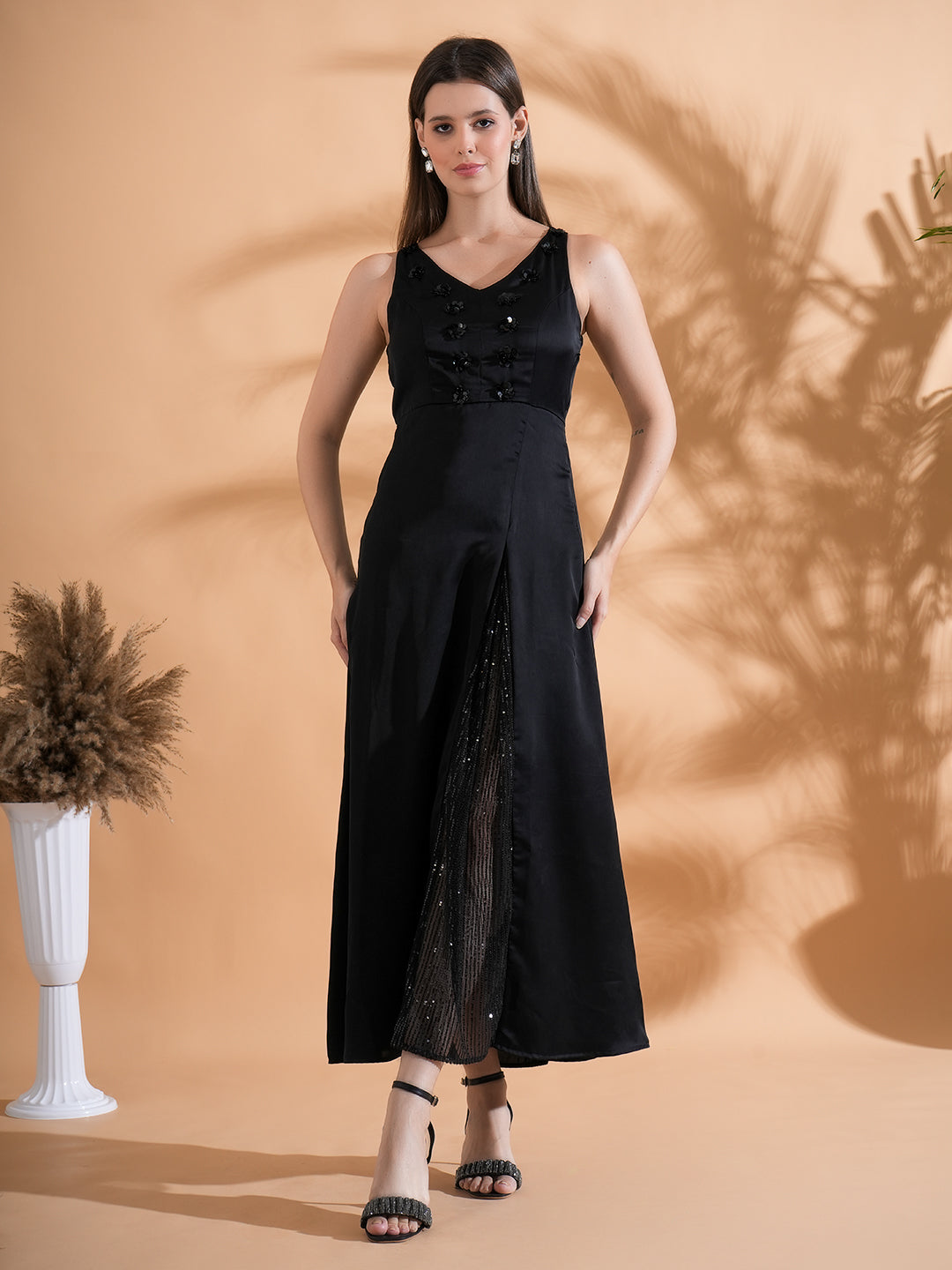 V-Neck Fit & Flair Dress