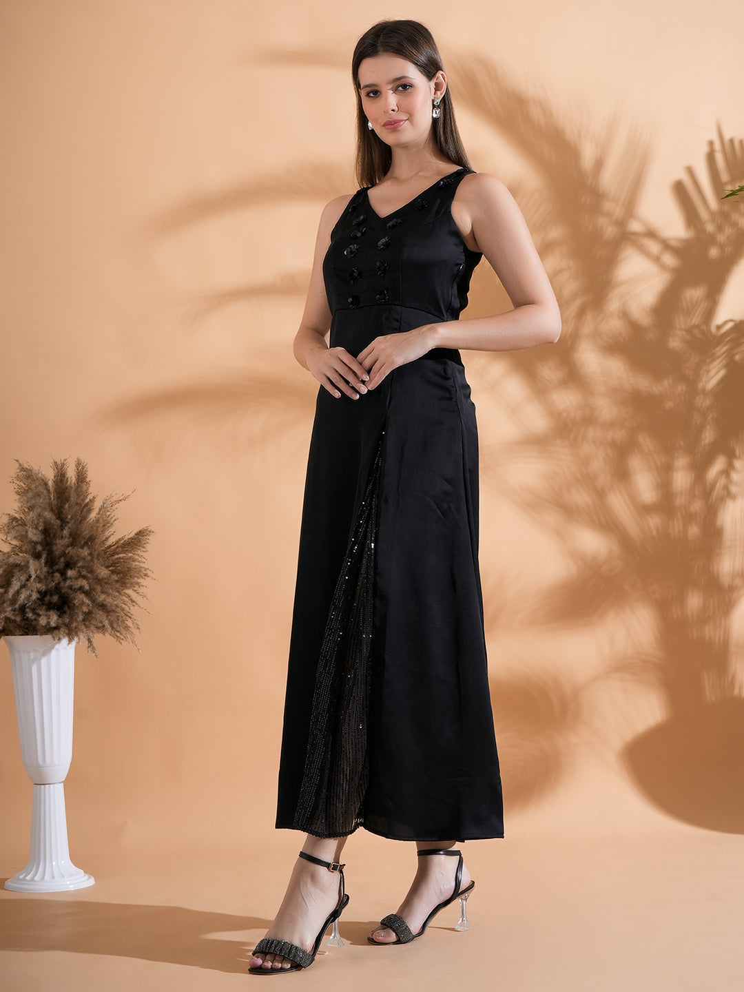 V-Neck Fit & Flair Dress