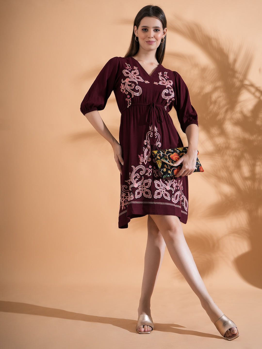 Fit & Flair Embroidered Dress