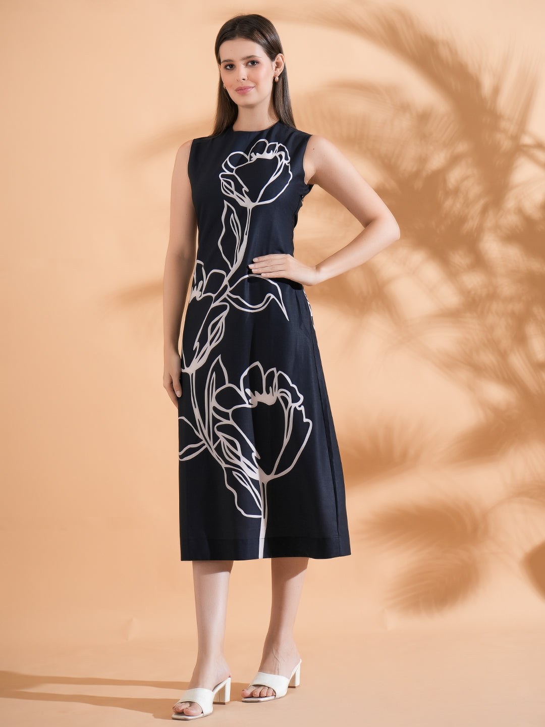 Printed Sleevless A-line Dress