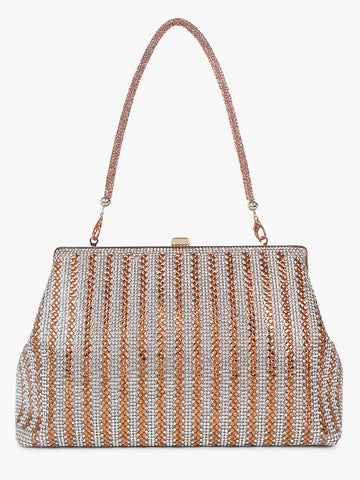 Embellished Striped Clutch