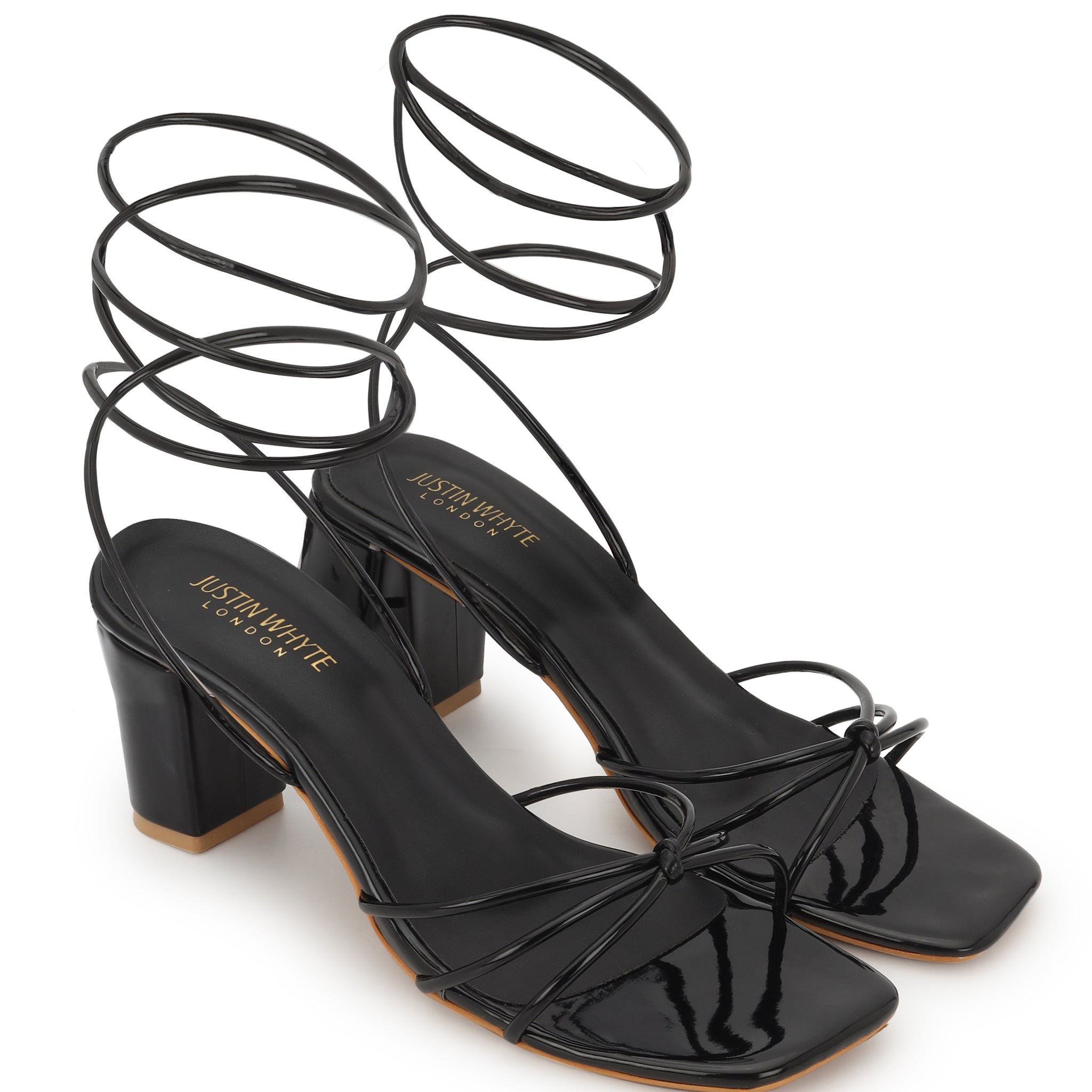 Black Strappy Block Heel Sandals