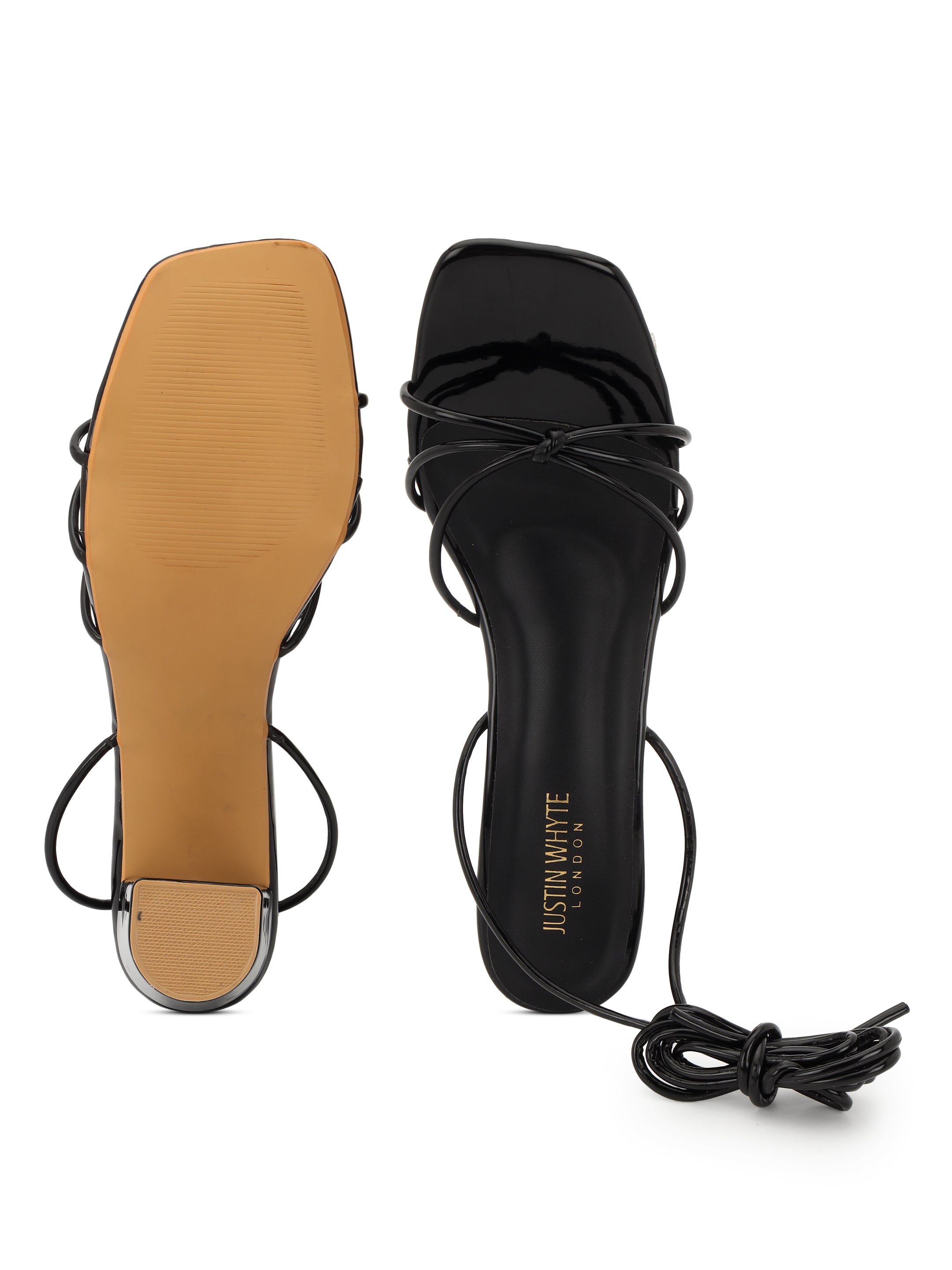 Black Strappy Block Heel Sandals