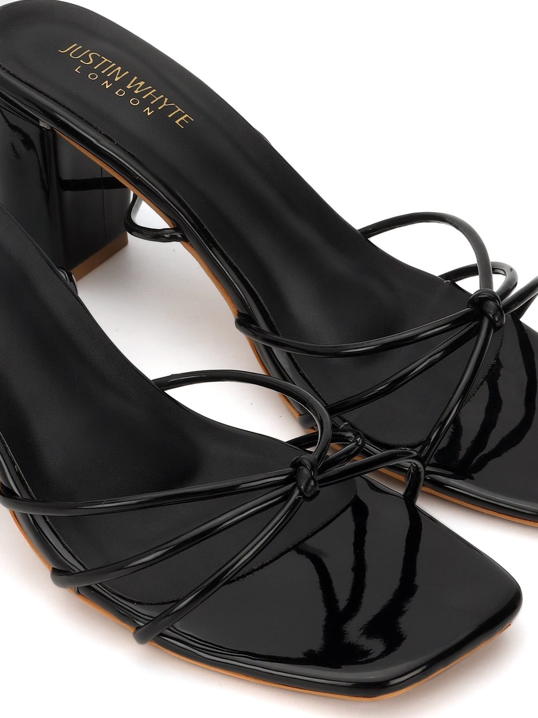 Black Strappy Block Heel Sandals