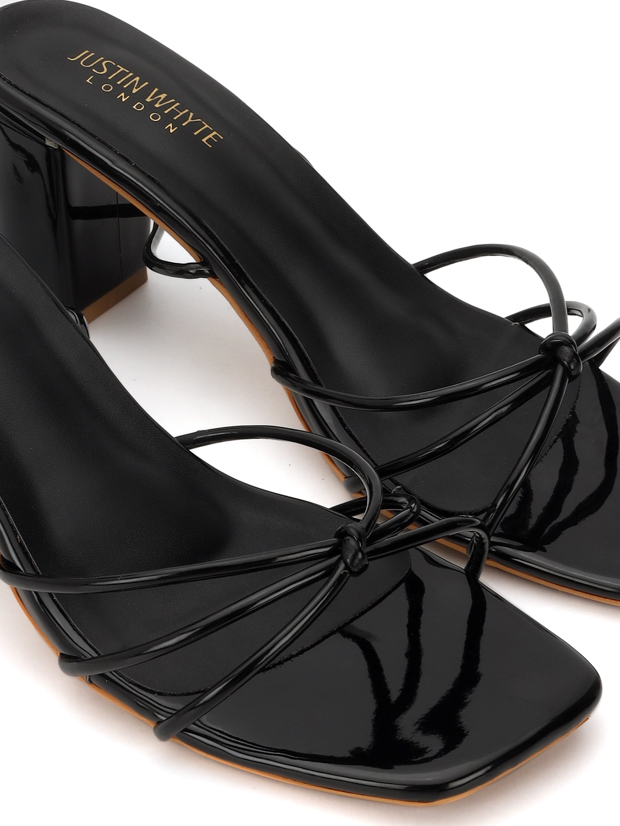 Black Strappy Block Heel Sandals