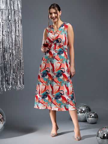 Printed Floral Flared Dress