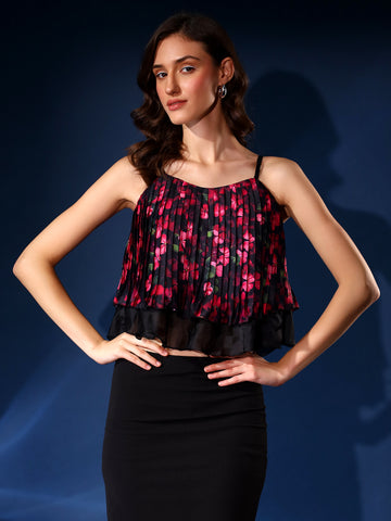 Floral Pleated Cami Top