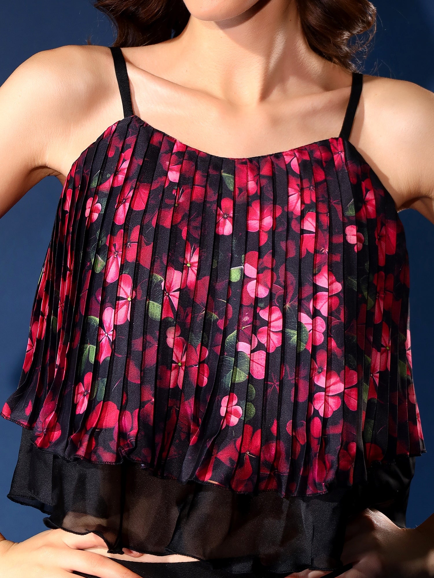Floral Pleated Cami Top