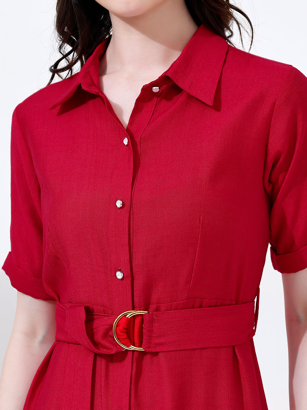 Classy Red Shirt Dress