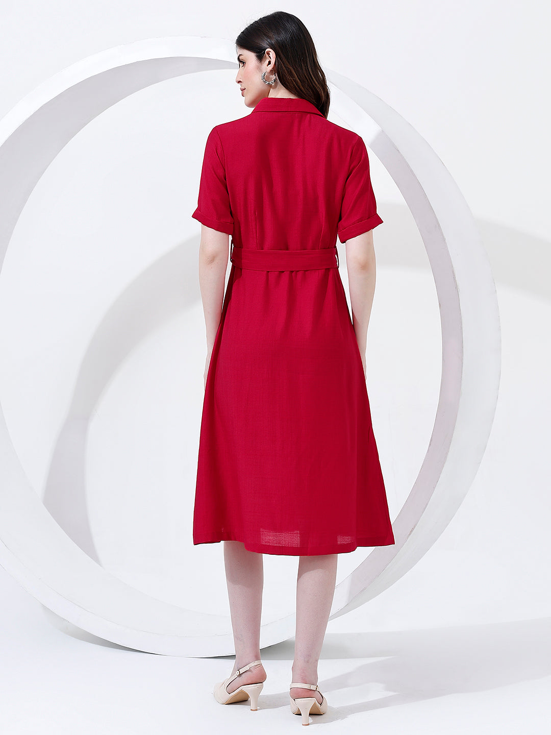 Classy Red Shirt Dress