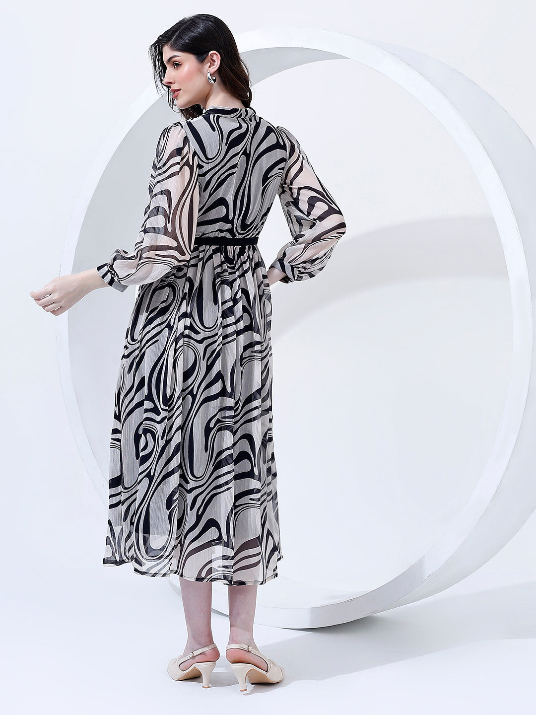 Fancy Printed Flared Dress