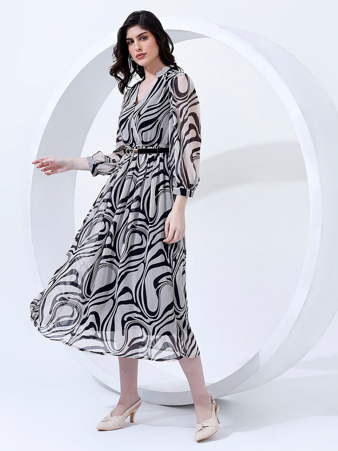 Fancy Printed Flared Dress