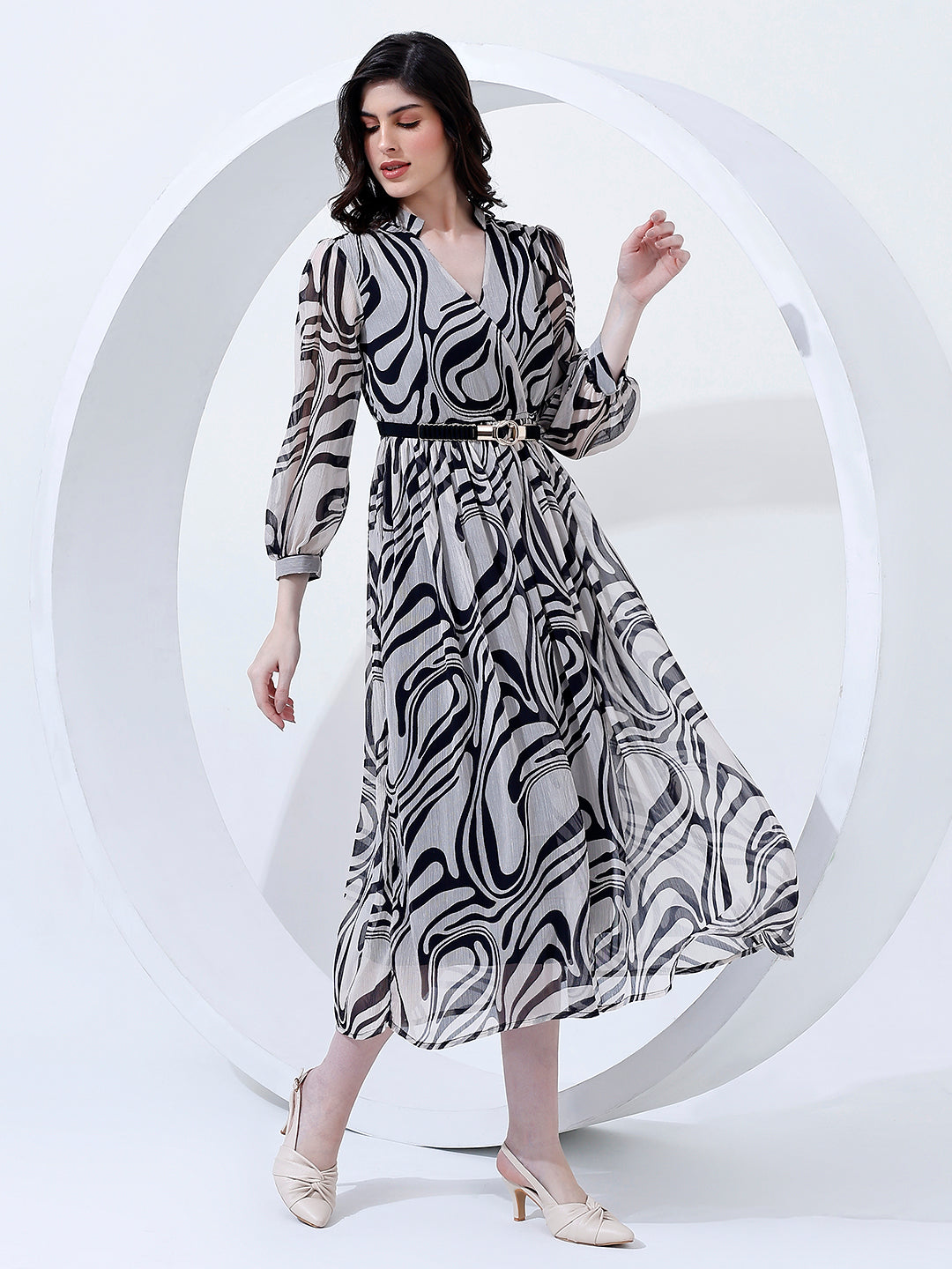 Fancy Printed Flared Dress