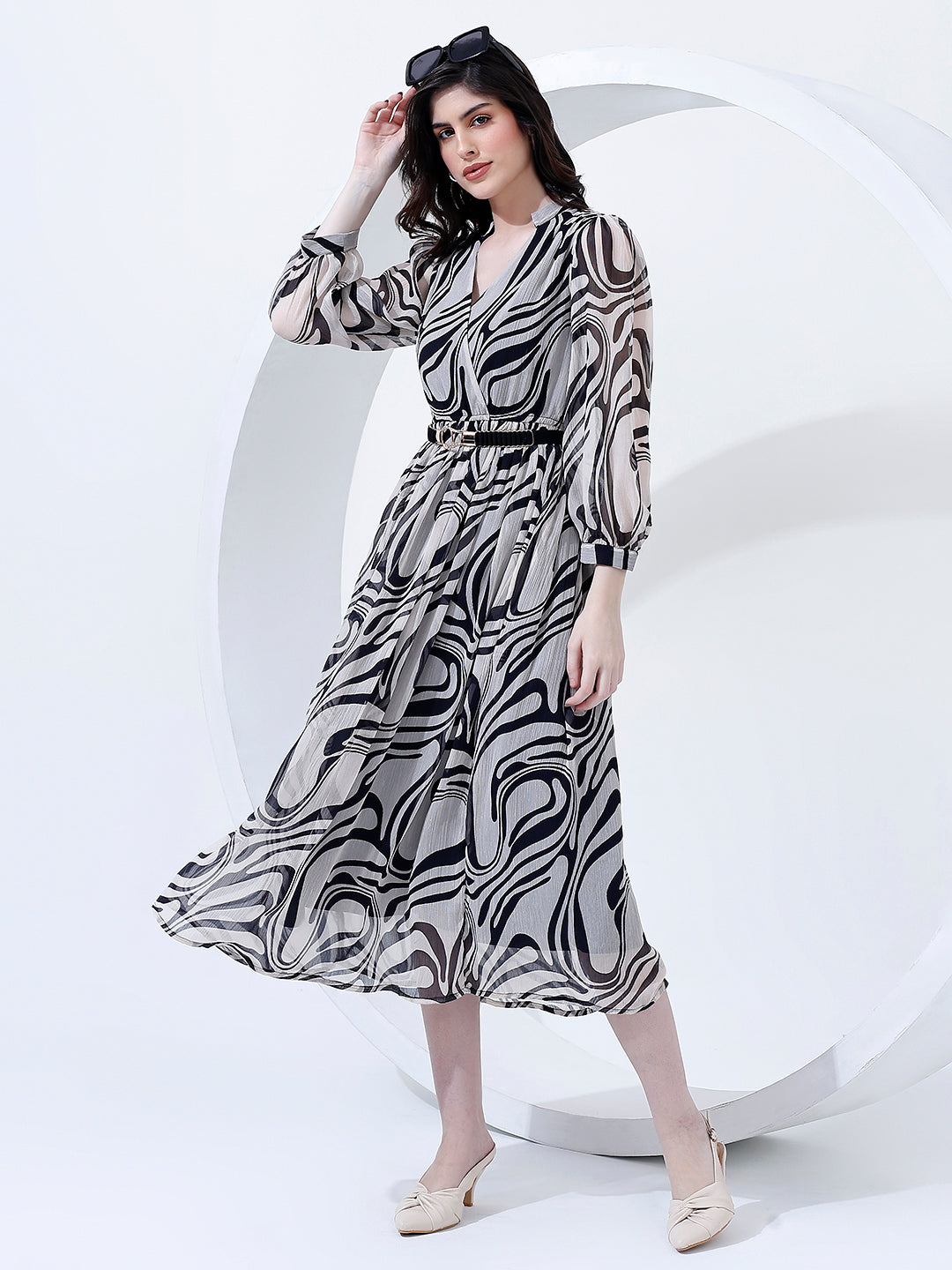 Fancy Printed Flared Dress
