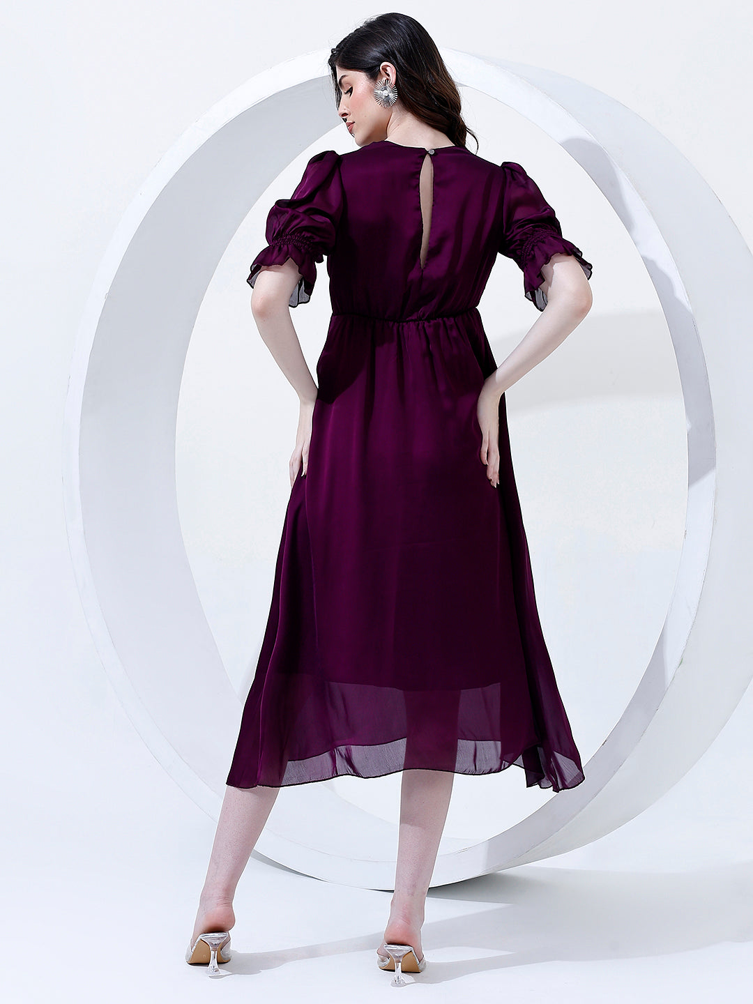 Classy Purple Flared Dress