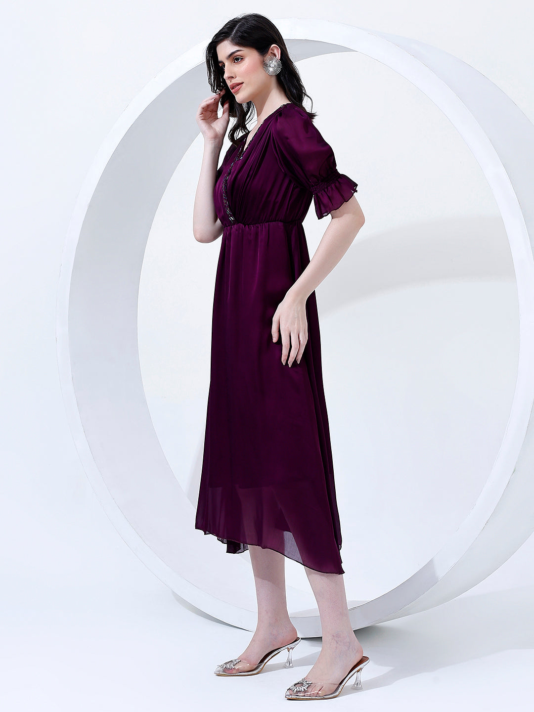 Classy Purple Flared Dress