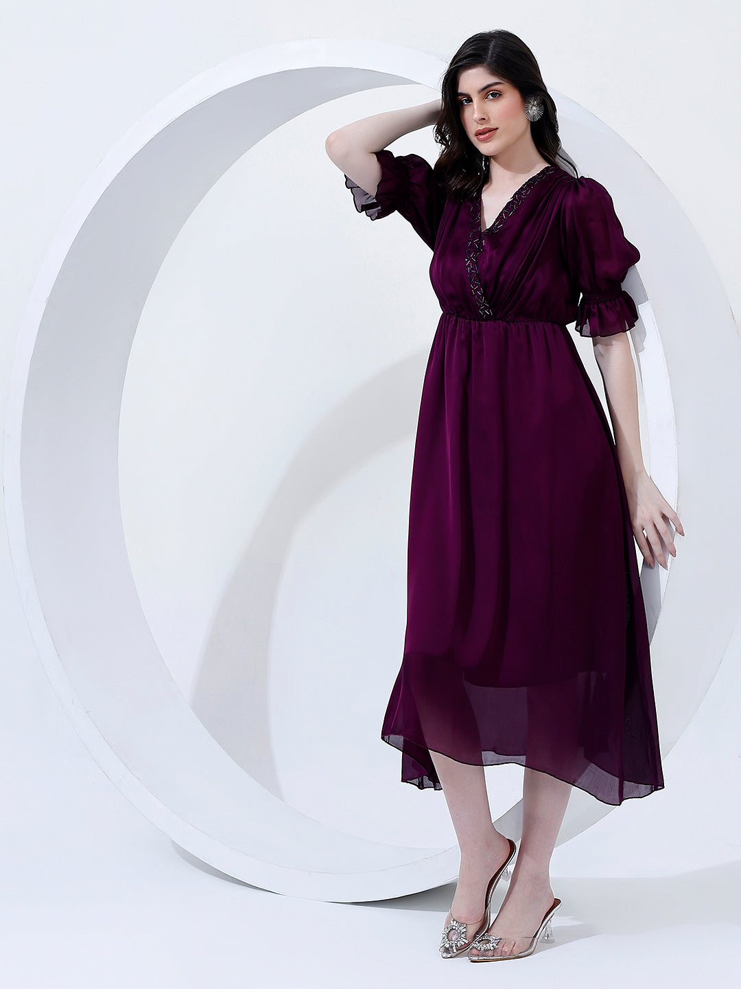 Classy Purple Flared Dress