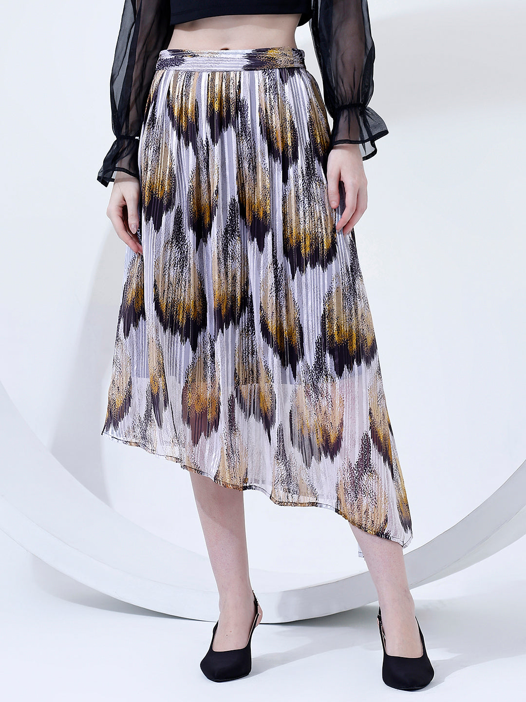 Stylish Pleated Midi Skirt