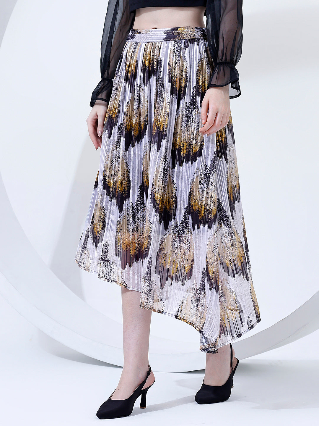 Stylish Pleated Midi Skirt