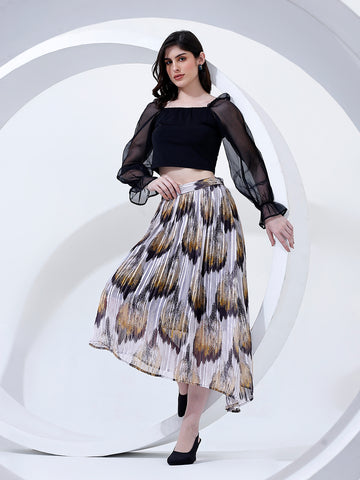 Stylish Pleated Midi Skirt