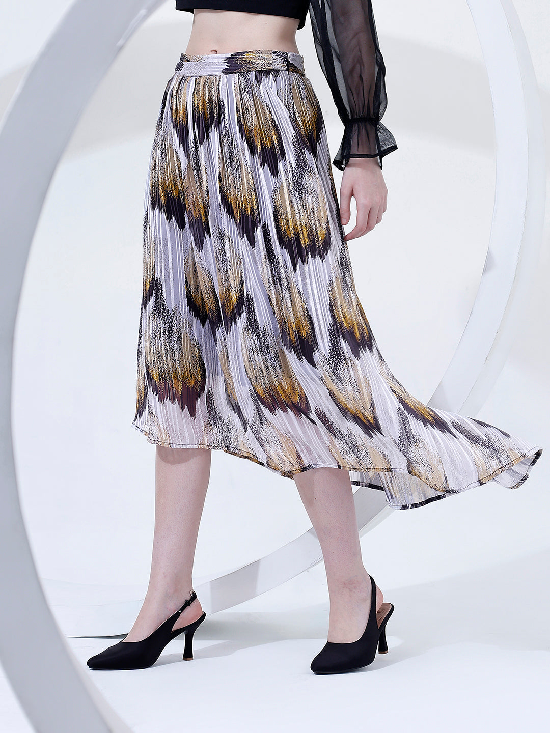 Stylish Pleated Midi Skirt