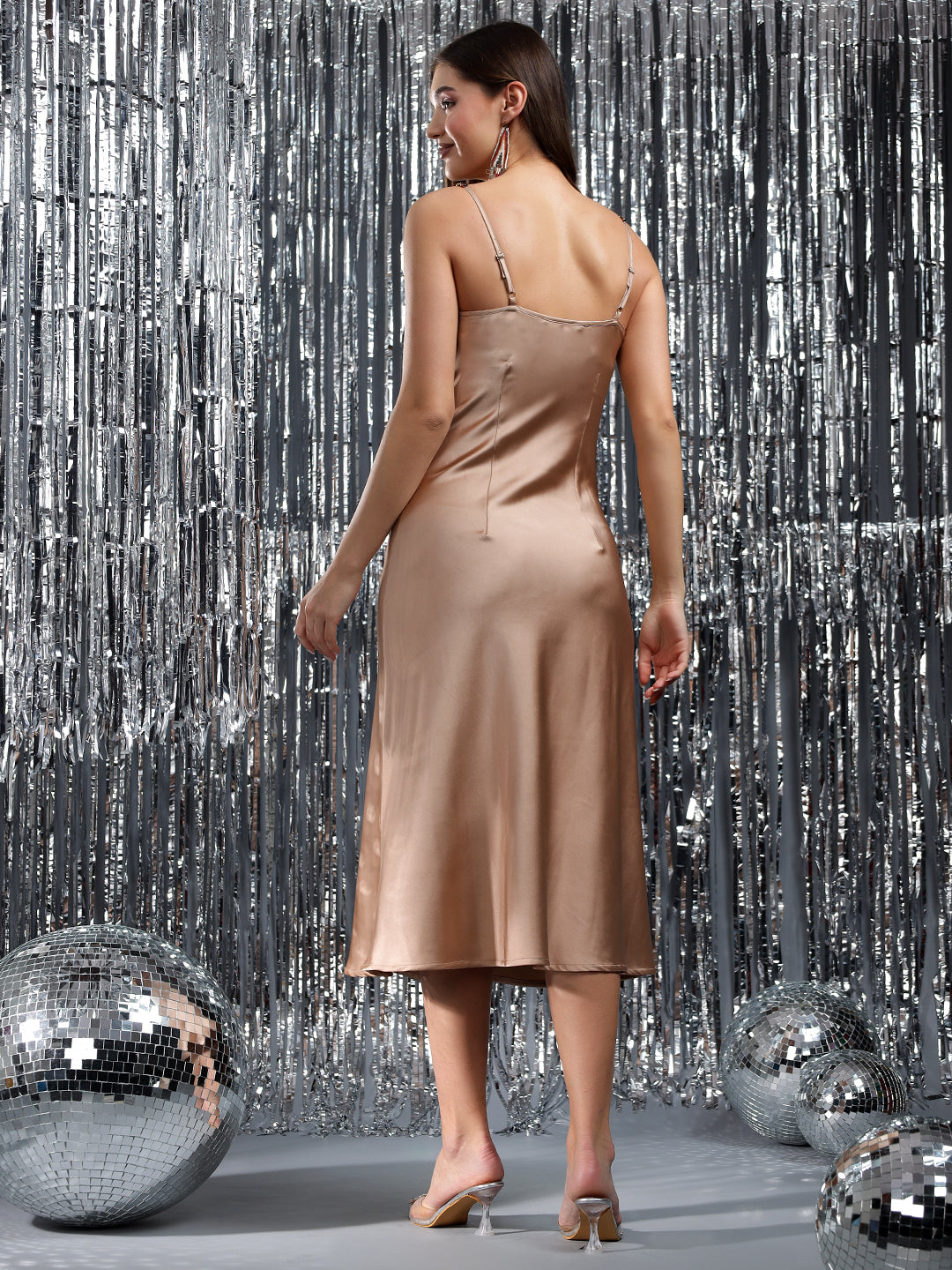 Satin Beige Evening Dress