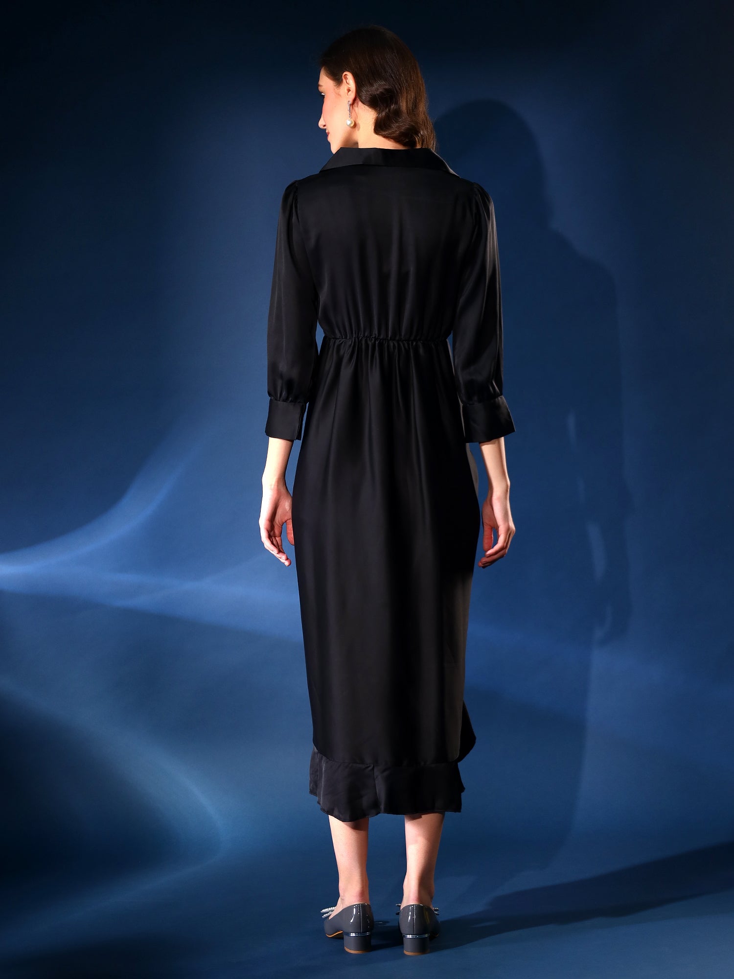 Stylish Black Ruffled Dress