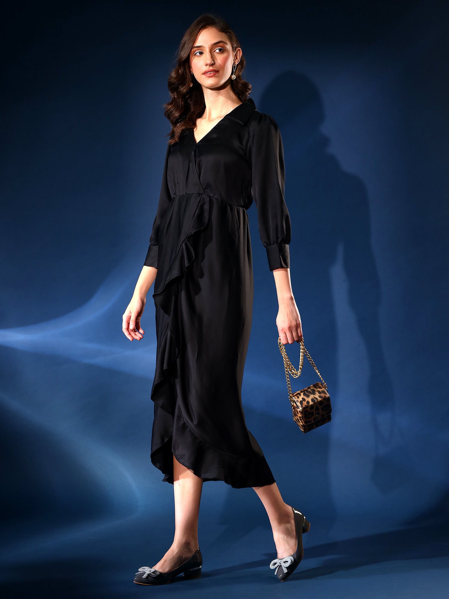Stylish Black Ruffled Dress