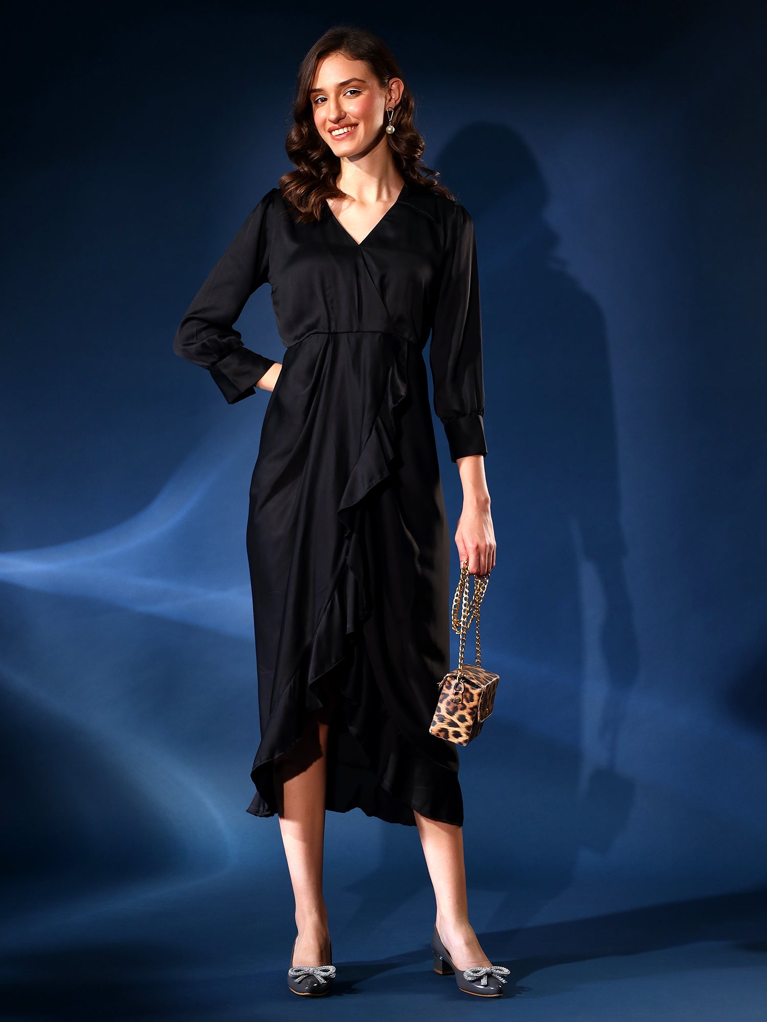 Stylish Black Ruffled Dress