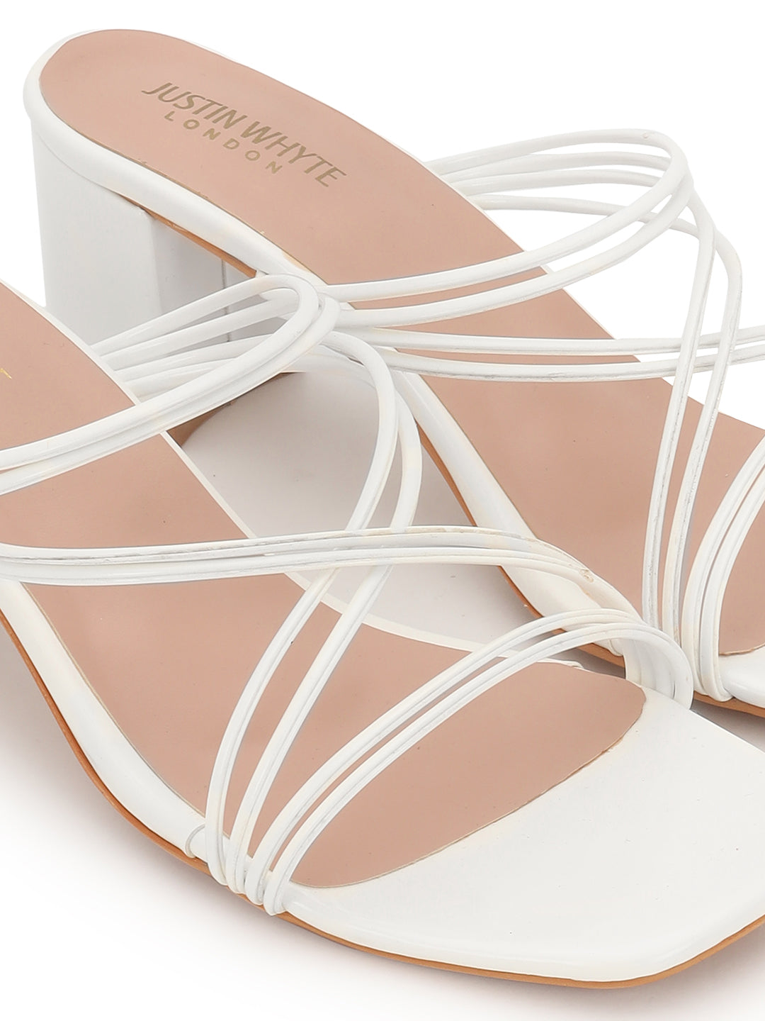 Basic White Block Heel Sandals