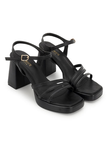 Black Block Heel Sandals