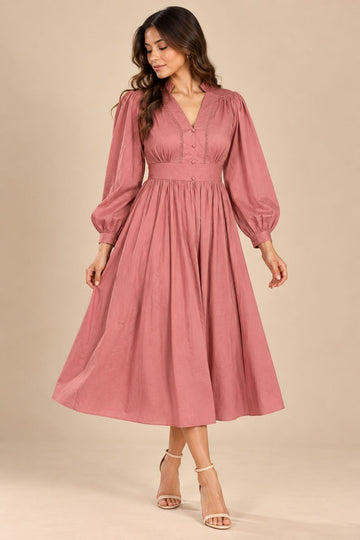 Dusty Rose Romance Midi Dress