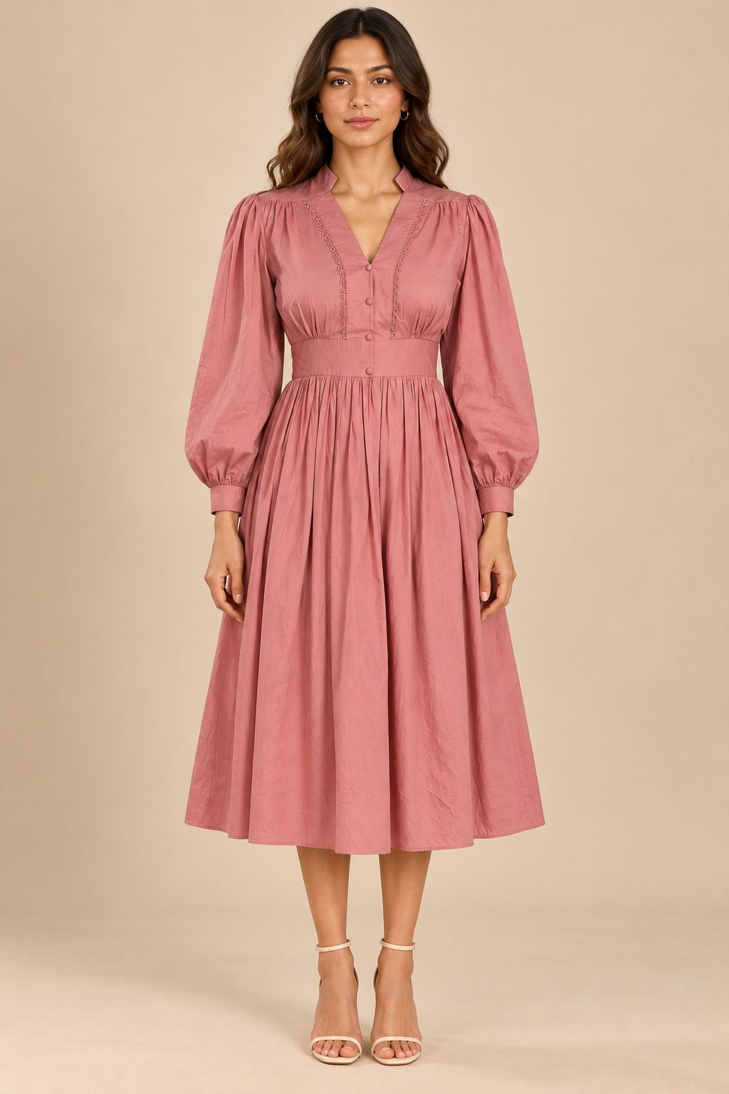 Dusty Rose Romance Midi Dress