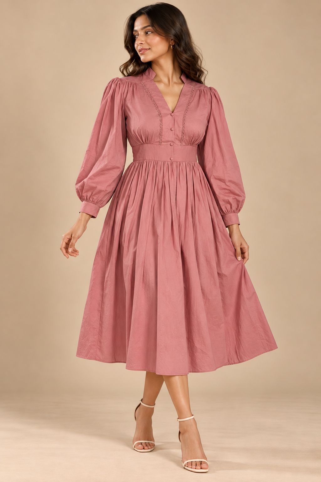 Dusty Rose Romance Midi Dress