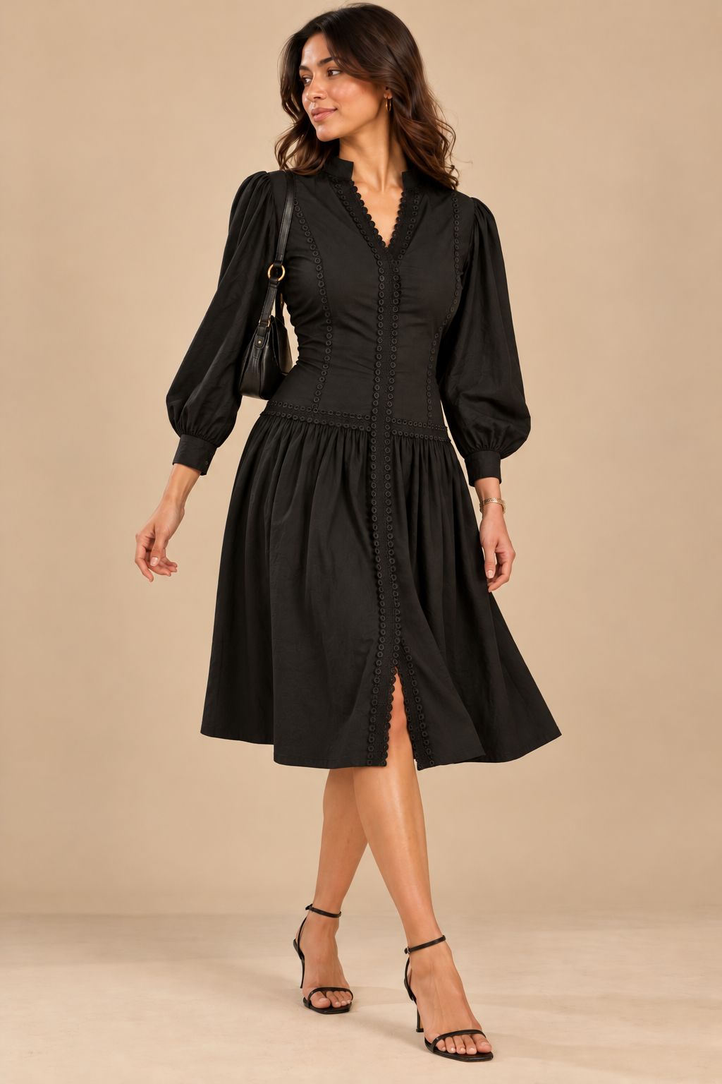 Noir Lace Midi Dress