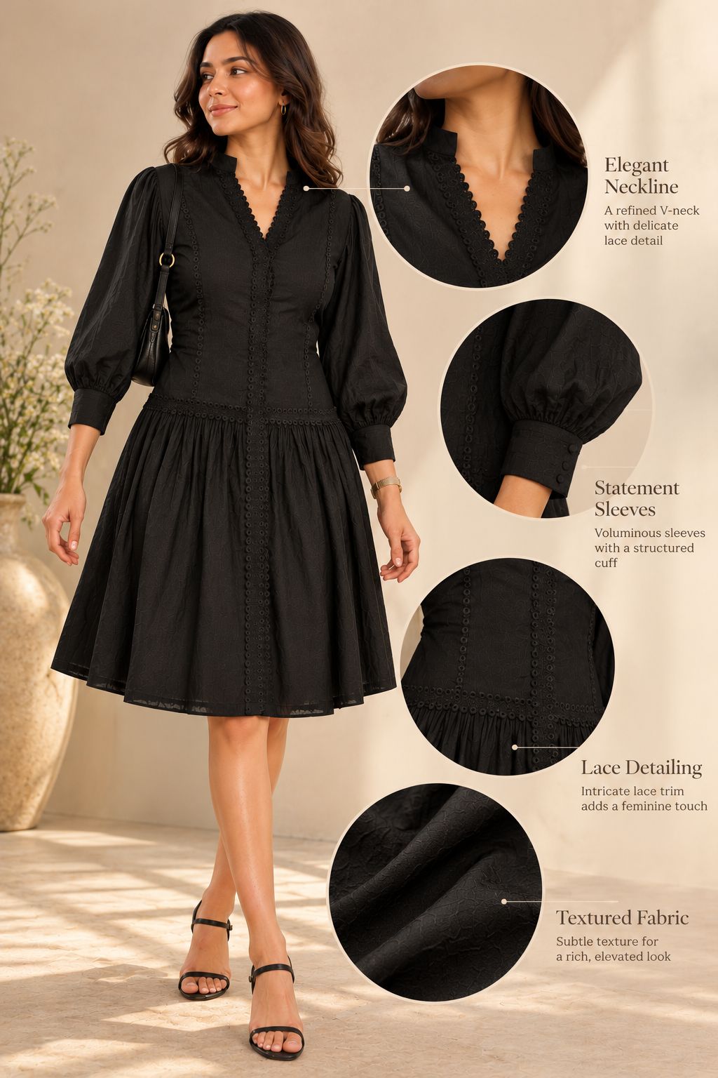 Noir Lace Midi Dress